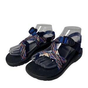 Chaco Navy Sandals with Multicolor Plaid Straps